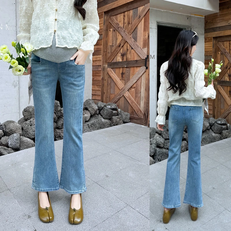 高弹力孕妇牛仔裤春夏薄款外穿修身显瘦喇叭裤孕妇裤春秋长裤百搭