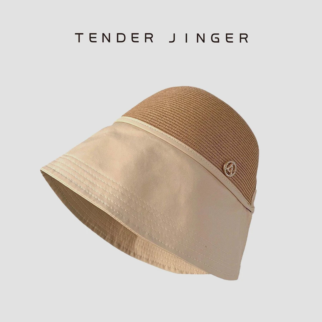 Tender Jinger|大檐草编水桶帽夏季出游防晒帽时尚百搭遮阳帽