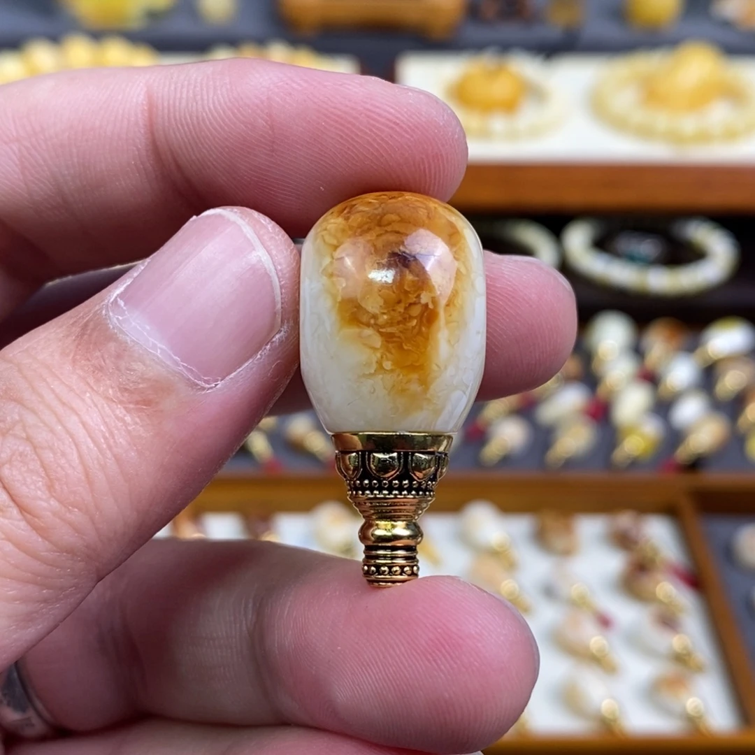 蜜蜡未镶嵌裸石配饰三通尺寸16.4