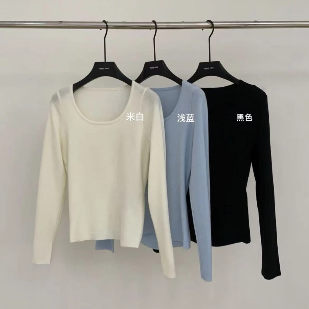 C-30133 韩系简约U领显瘦漏腰设计针织衫 9-3