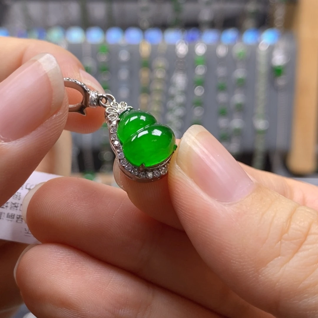 颈饰银S925镶嵌翡翠高品质厚装3号