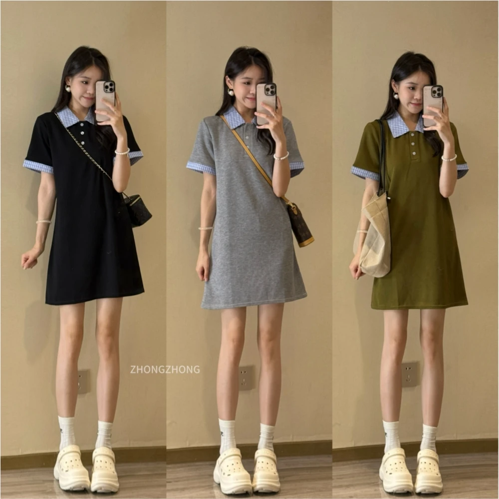 【工厂清货】韩系气质衬衫领连衣裙仙女公主裙子女简约百搭直筒长裙