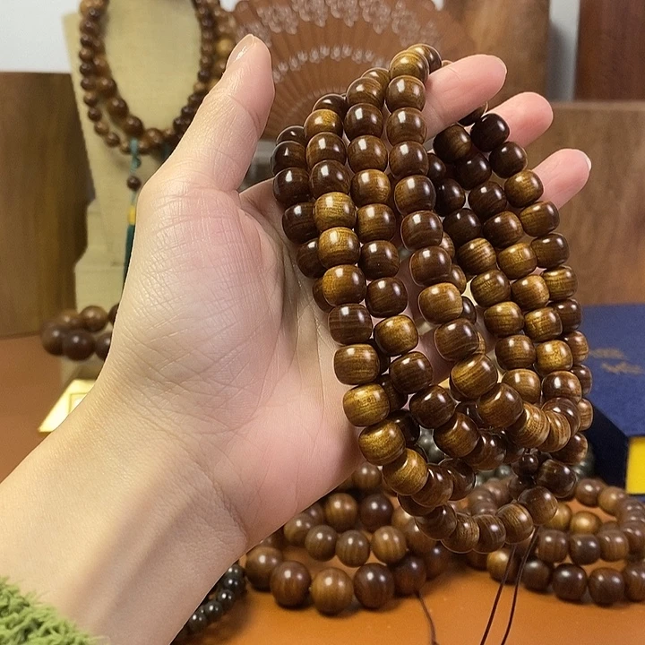 檀香木老山檀香黑肉沉水桶珠10-11/108颗