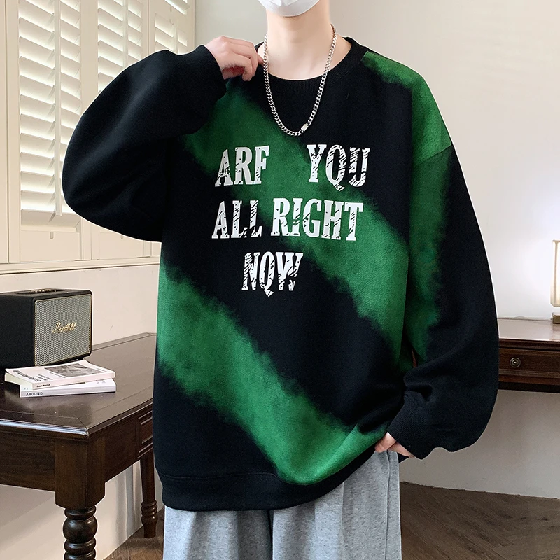 青少年春季圆领卫衣男初中高中学生宽松潮流帅气打底衫春秋款男装