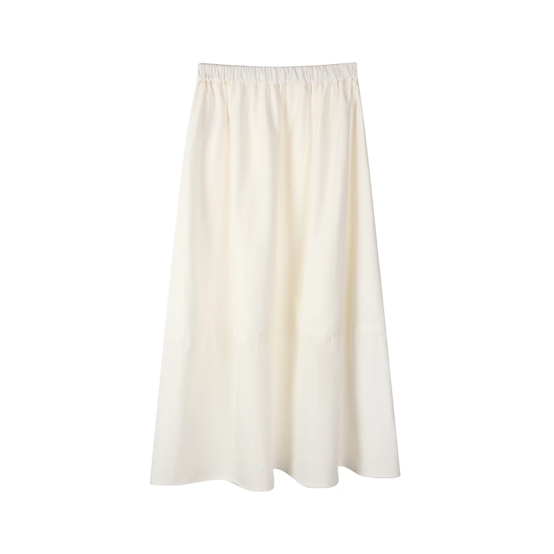 【MI订单】紧腰A字半身裙纯色温柔大摆裙女0135