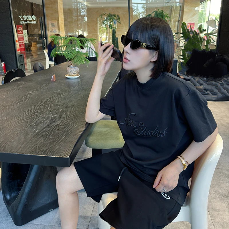 【AC字母刺绣】2025新款时尚百搭立体字母刺绣圆领套头T恤男女同款