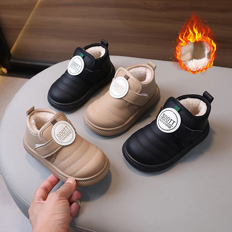 安踏联名TULX儿童雪地靴2025冬季新款保暖女童棉加绒加厚家居鞋1-