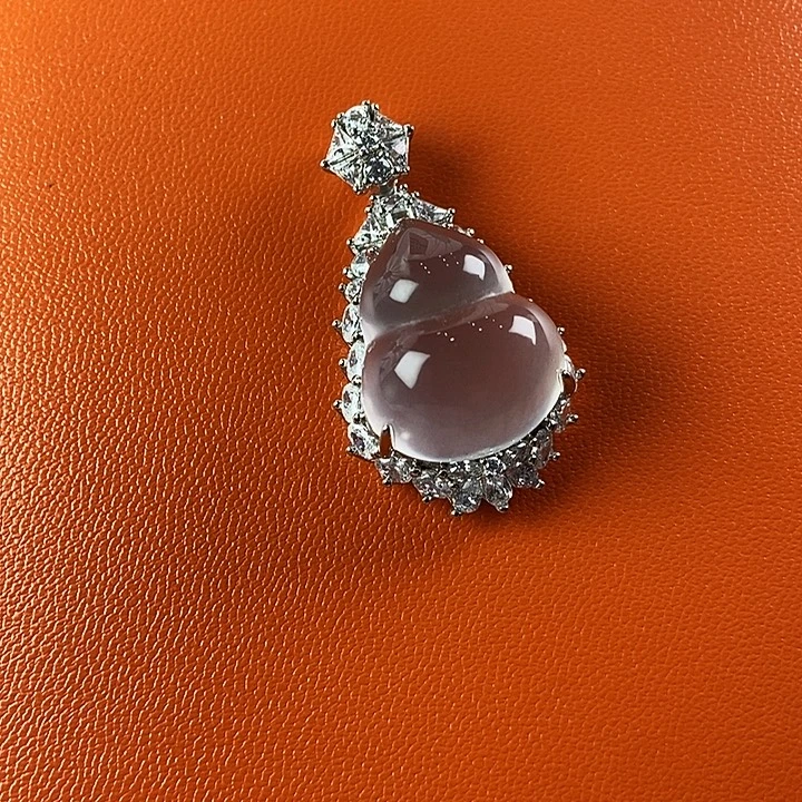 石英质玉银S925镀金镶嵌颈饰