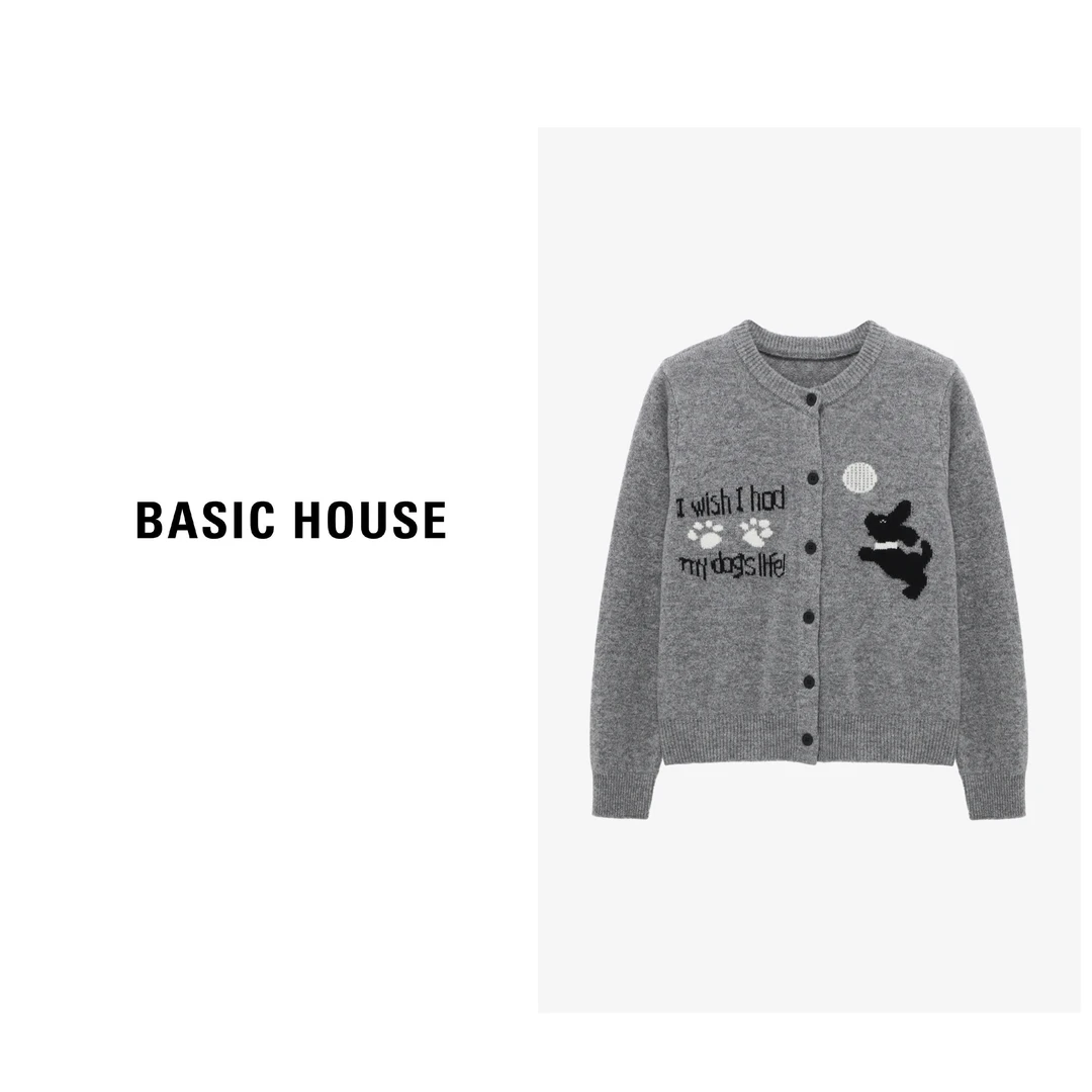 Basic House/百家好长袖针织短款时尚休闲羊毛衫B06245C1032