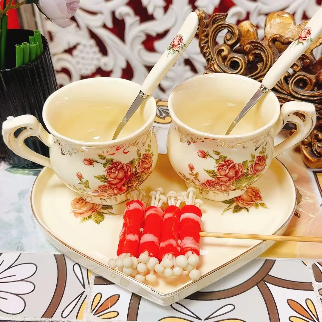 M71家用咖啡套具陶瓷杯欧式宫廷风咖啡具两人红茶杯高档杯碟优雅