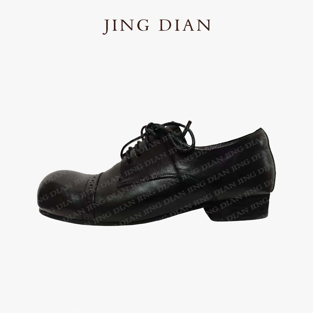 【JING DIAN】天天自留款黑色圆头牛皮皮鞋