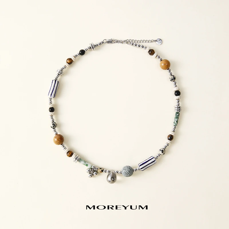 muyang/慕阳 钛钢玻璃项链 气质百搭小众简约醒春项链