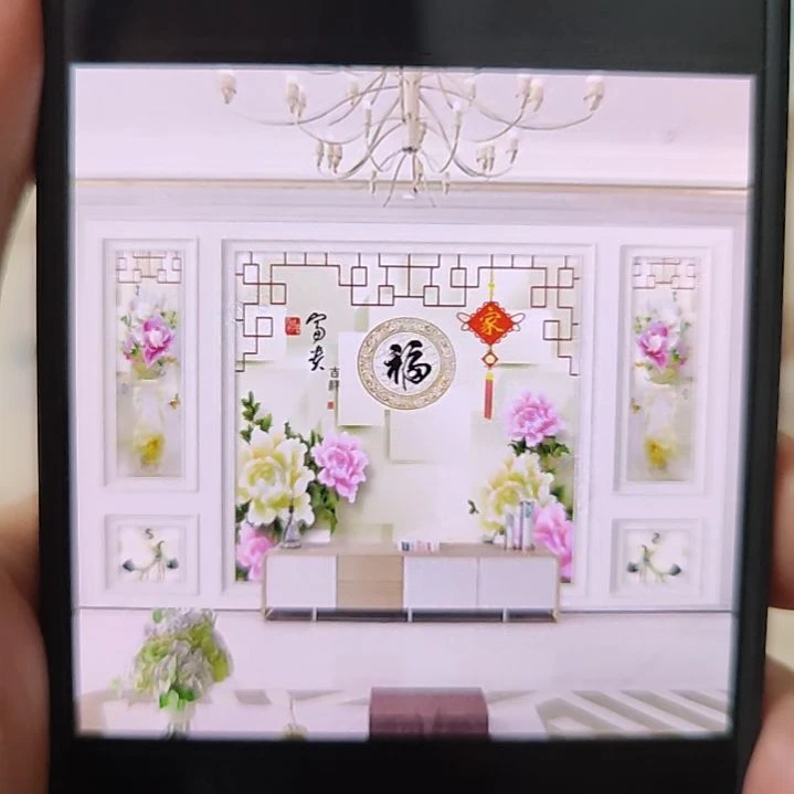 ****⁴客厅电视墙壁画壁布