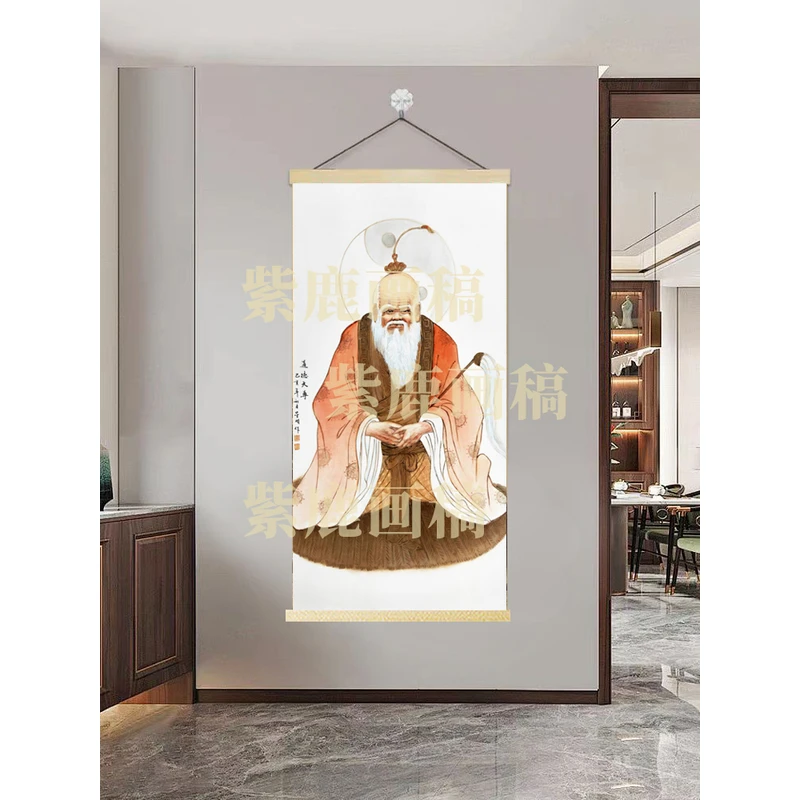 【609太上老君】60x120cm现代简约挂轴装饰画办公室家居装饰画