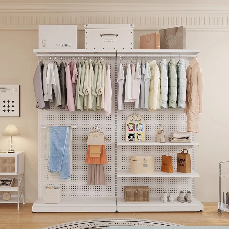 金属衣柜家用卧室DIY洞洞板开放式衣帽间出租房简易组装收纳衣柜