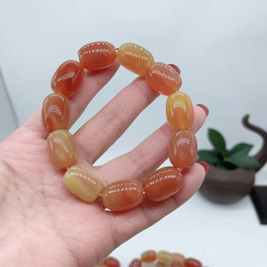 【玉美人曌璞阁】红玛瑙桶珠手串约卡14（多样性发货拍一发一）