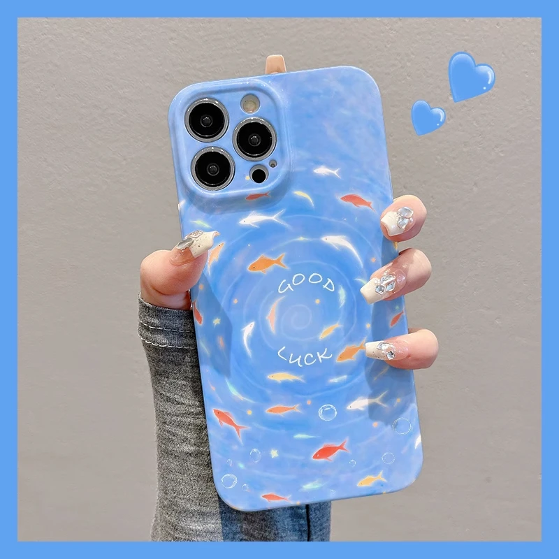 油画好运锦鲤适用苹果16手机壳华为创意vivo小米15个性oppo菲林壳