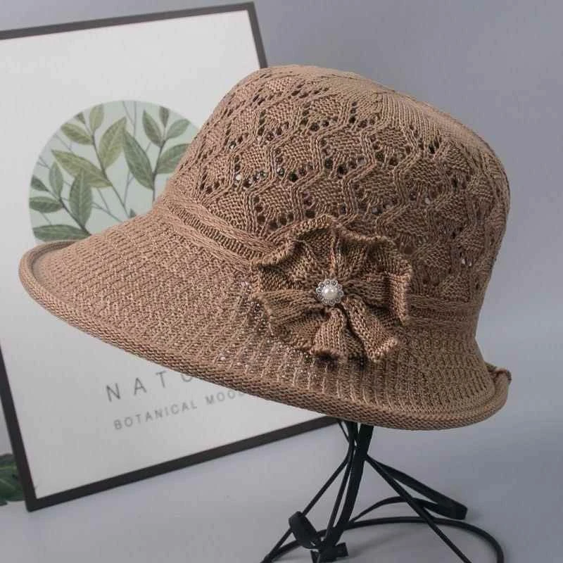 妈妈夏季帽子新款老太太薄款凉帽老人透气遮阳帽中老年防晒太阳帽