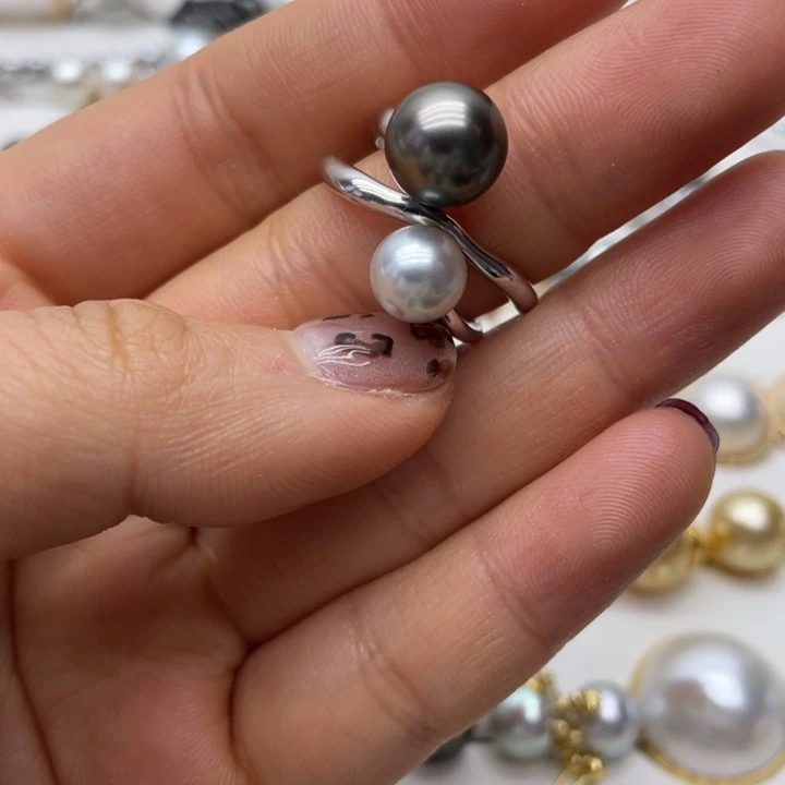 海水珍珠戒指银S925镶嵌