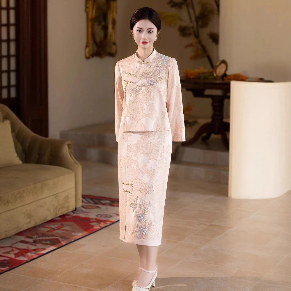 新中式订婚旗袍敬酒服改良两件套高级感新娘敬酒服回门便装礼服女