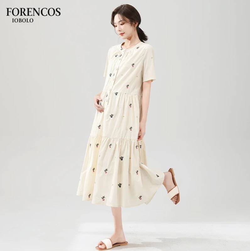 孕妇裙子夏季中长款外出时尚大码宽松春夏衬衣无袖碎花连衣裙