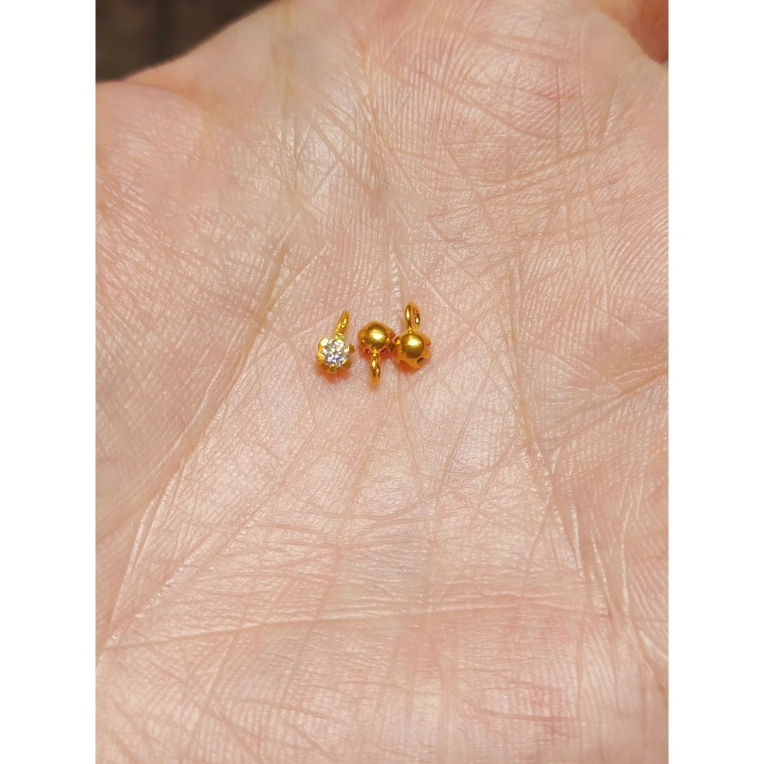 mini古法时尚金色镶嵌朱色痣白月光萤火虫小滴溜极简女款竹节