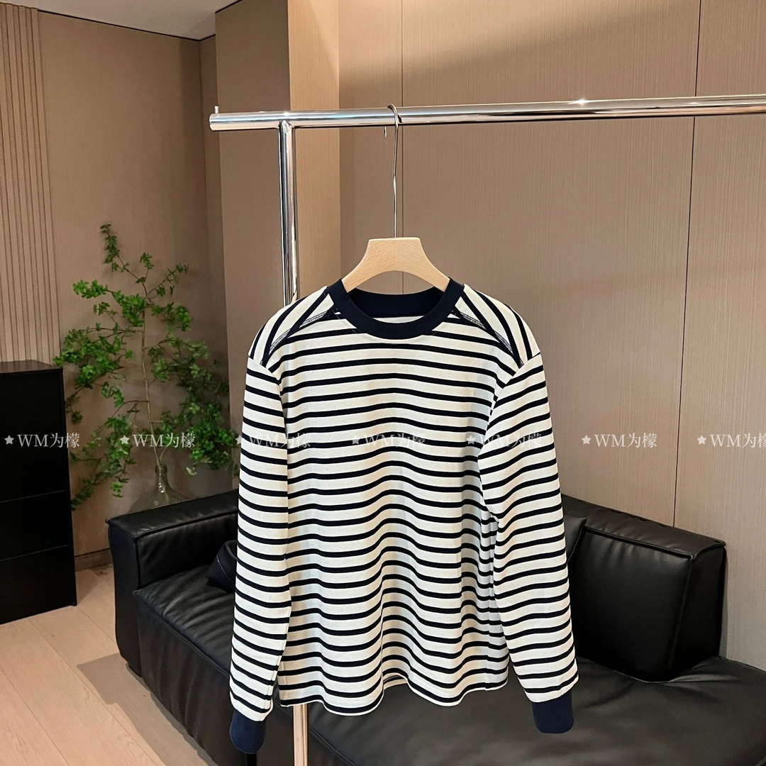WMeng.【藏蓝条】韩货立裁腔调显瘦宽松卫衣款横条TJS-T-25041979