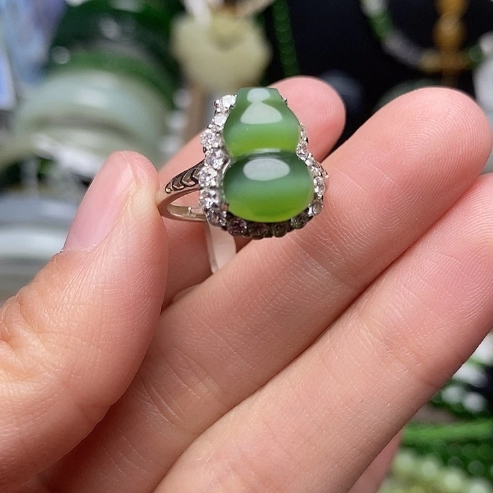 和田玉银S925镶嵌戒指