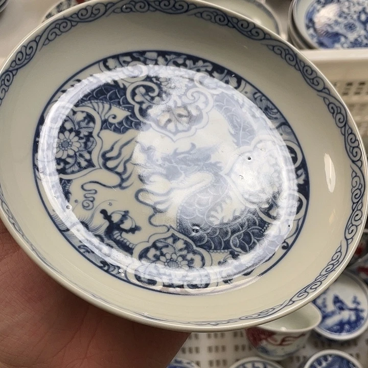 瓷片景德镇青花如意穿花龙大壶承