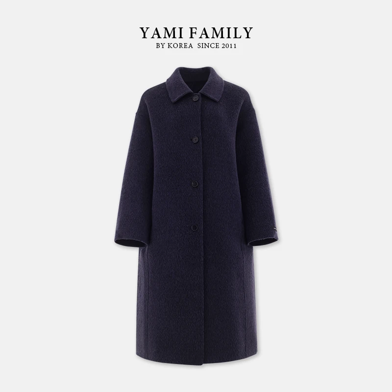 YM 85024 保暖女羊毛外套时尚纯色大衣女装休闲城市游牧风