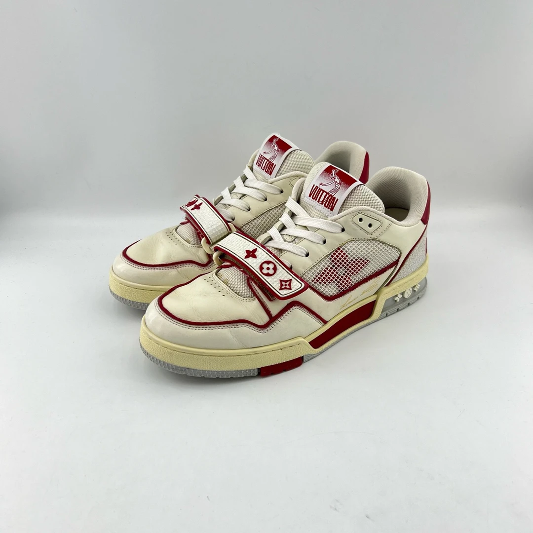 95新 LouisVuitton/路易威登 41.5码/白红魔术贴板鞋/11076281