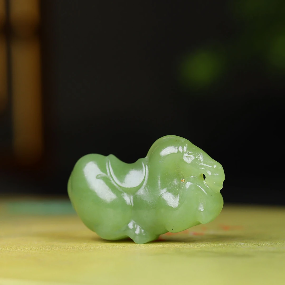 101002和田玉黄玉生肖马挂件