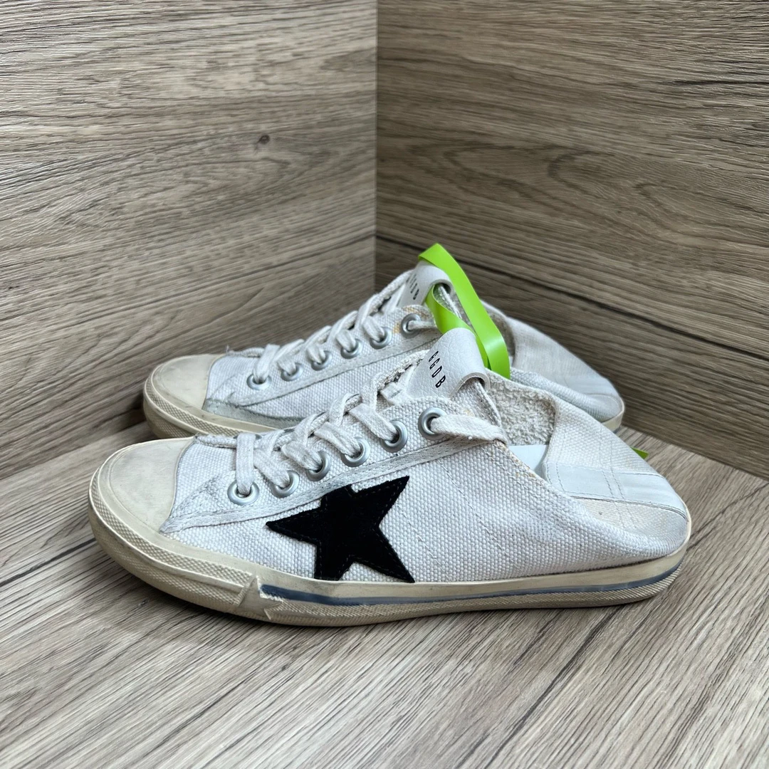 95新 GOLDEN GOOSE GGDB 星星帆布小白鞋 35码