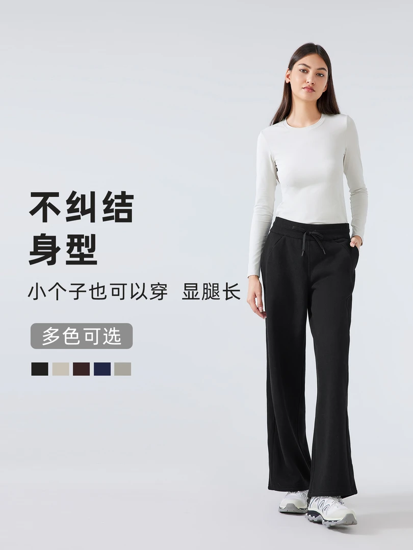 TiLiSOU-冬季加绒保暖健身运动通勤百搭直筒宽松休闲长裤女
