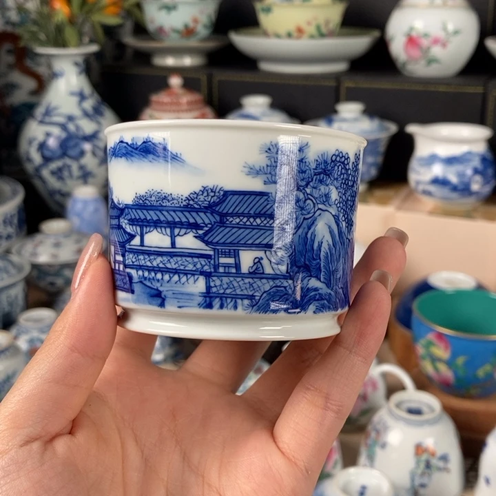 杯山水直口杯手工手绘