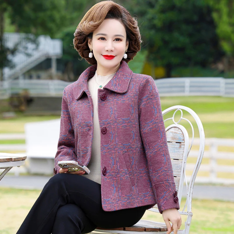 中年妈妈秋装外套短款2025新款洋气外衣中老年春秋薄款小个子上衣