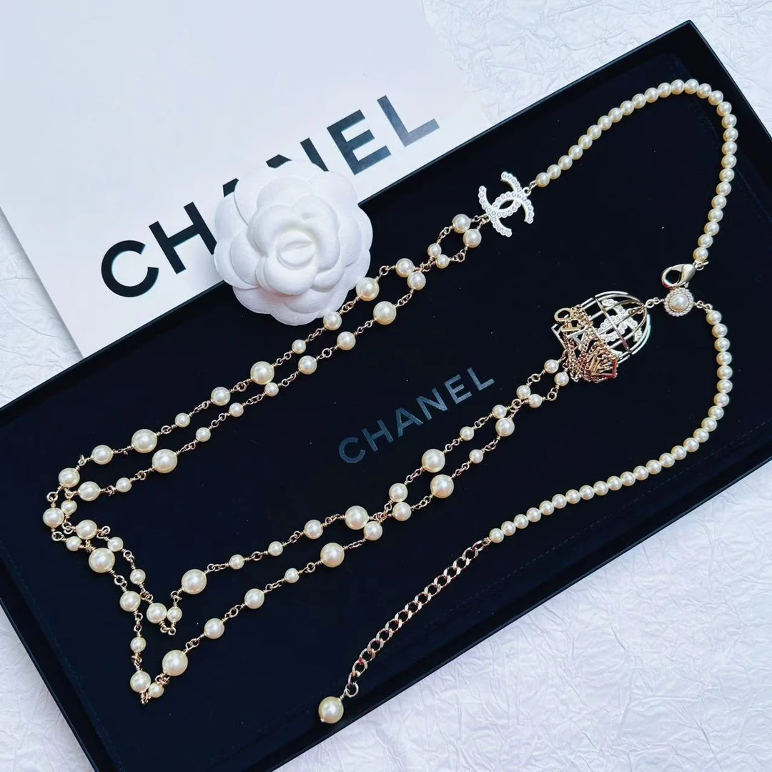 95新 Chanel/香奈儿 柚礼中古/香奈儿鸟笼珍珠项链LZ501354