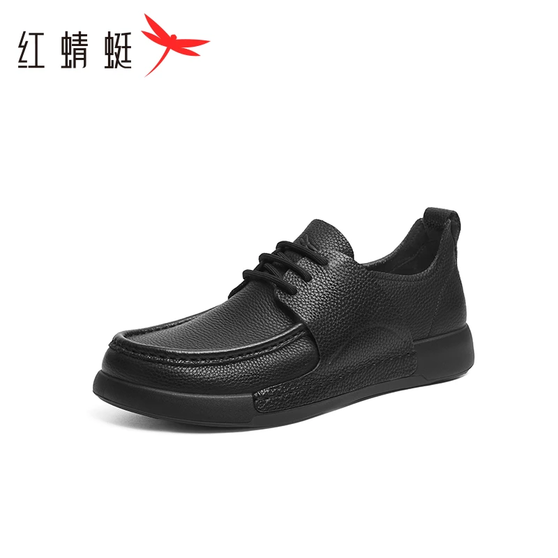 红蜻蜓休闲皮鞋2025春季新款男鞋商务休闲软底单鞋舒适通勤系带鞋