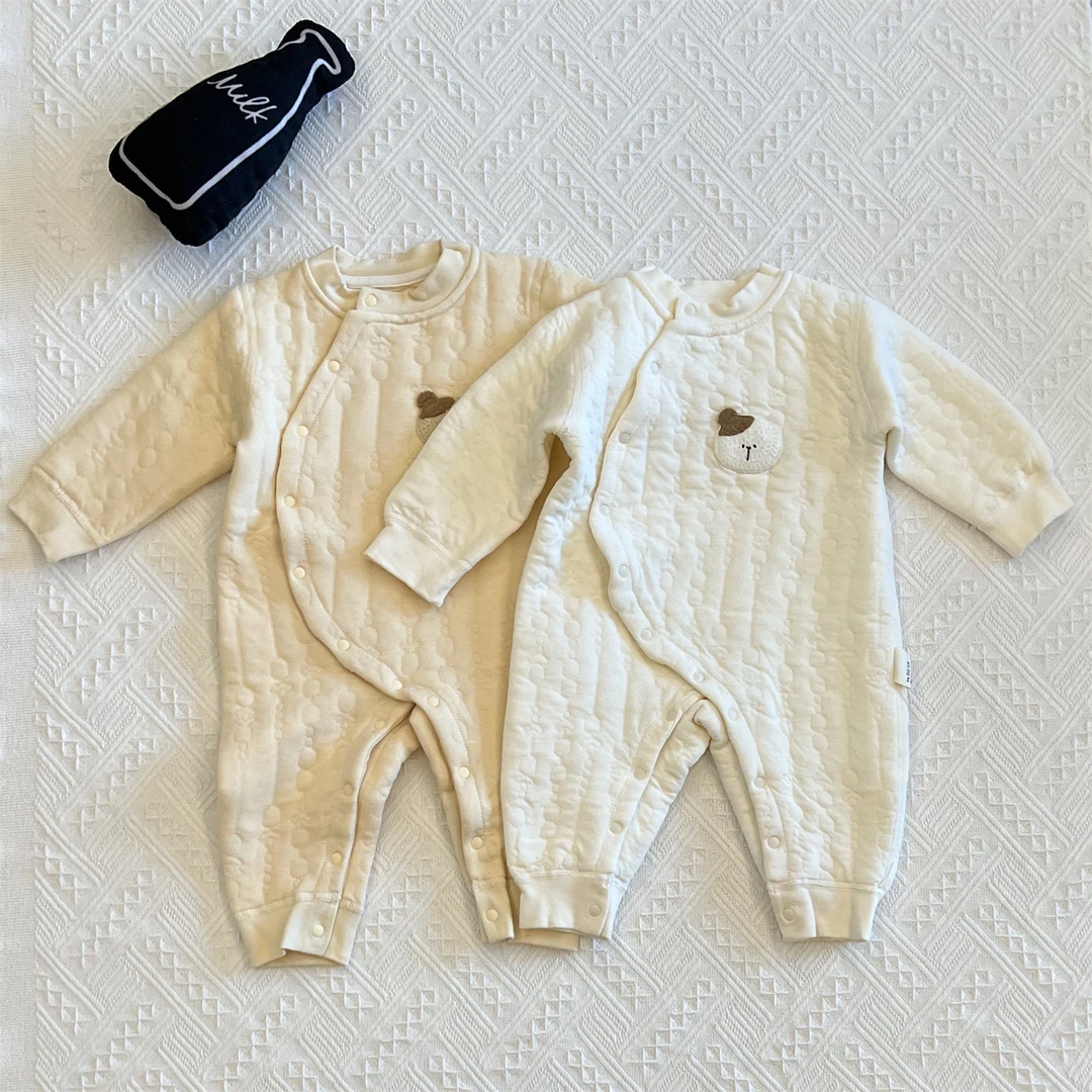 25秋装新生婴儿连体衣保暖衣薄夹棉哈衣男女宝宝外出服秋冬季衣服