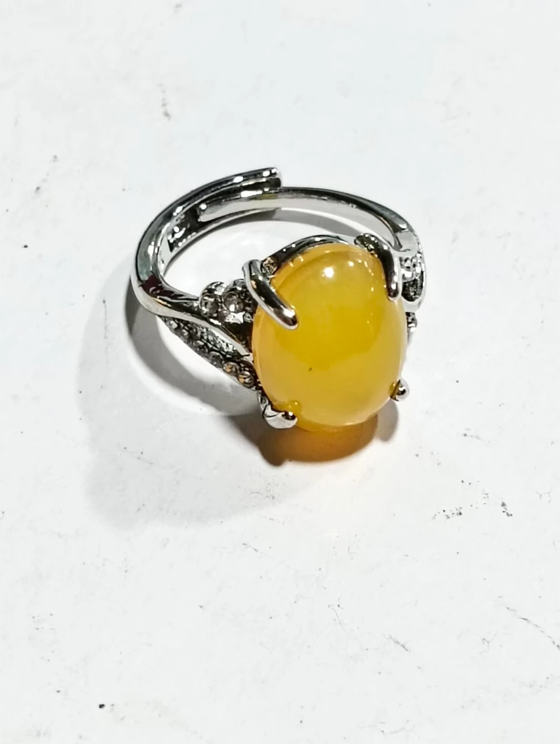 黄色蜜蜡开口戒指J275