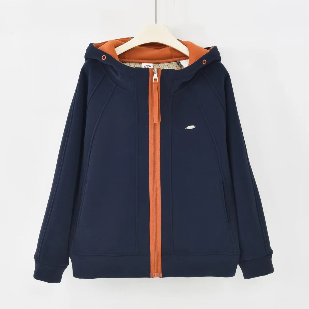 DIDORSSBO冬季款时尚休闲撞色石墨烯防风保暖羊驼绒卫衣外套6917