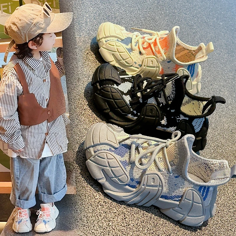 【万达撤柜】新款ins童鞋针织透气网面防滑鞋软底休闲中大童运动鞋