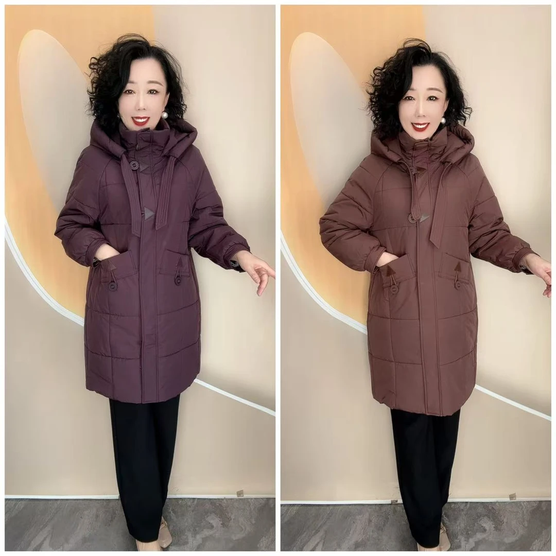 82509新款优雅妈妈洋气宽松大码厚棉服外套舒适保暖，94衣长