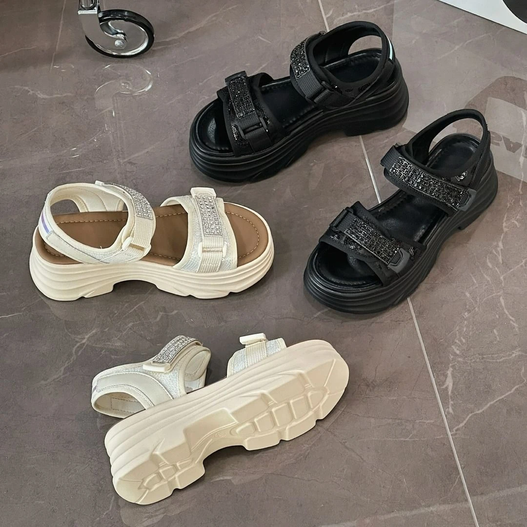 凉鞋37153厚底坡跟休闲沙滩舒适显瘦外穿时尚百搭女凉鞋