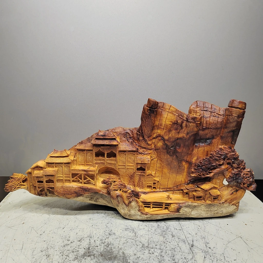 江山如画,北太行易县料根雕摆件,高油高密纯手工雕刻匠心之作