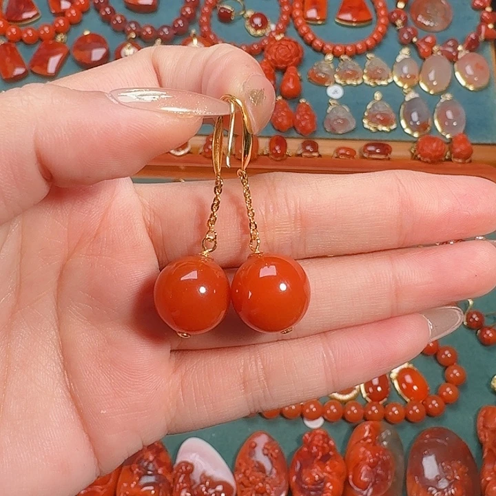 南红玛瑙银S925镶嵌14+