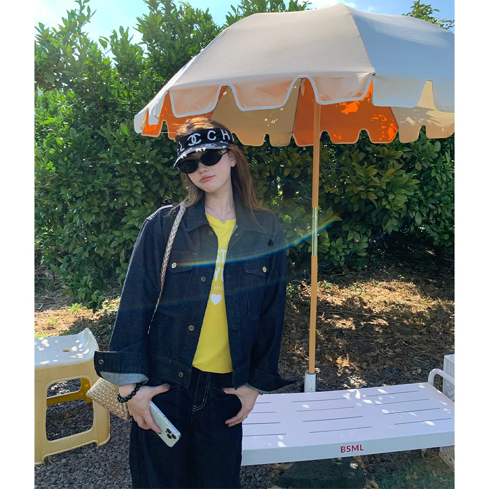 2025初秋新款复古宽松短款翻领百搭牛仔外套女美式潮流风百搭上衣