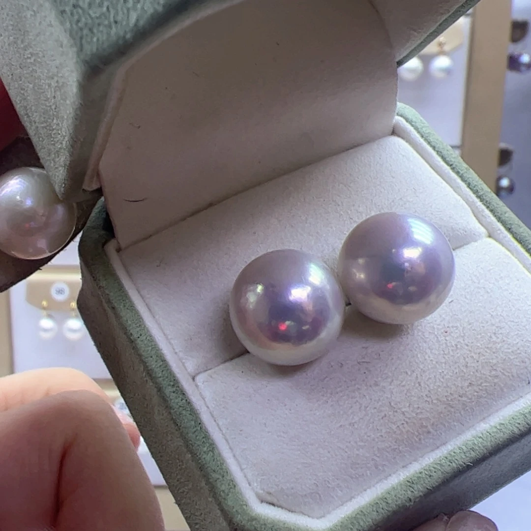 淡水珍珠耳饰银S925镶嵌