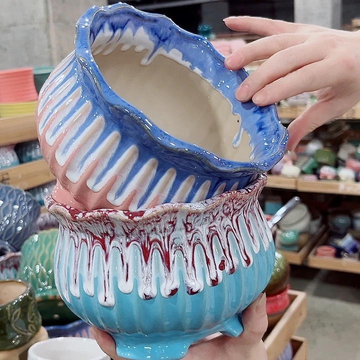 有孔.凑单10元陶瓷花盆发货！