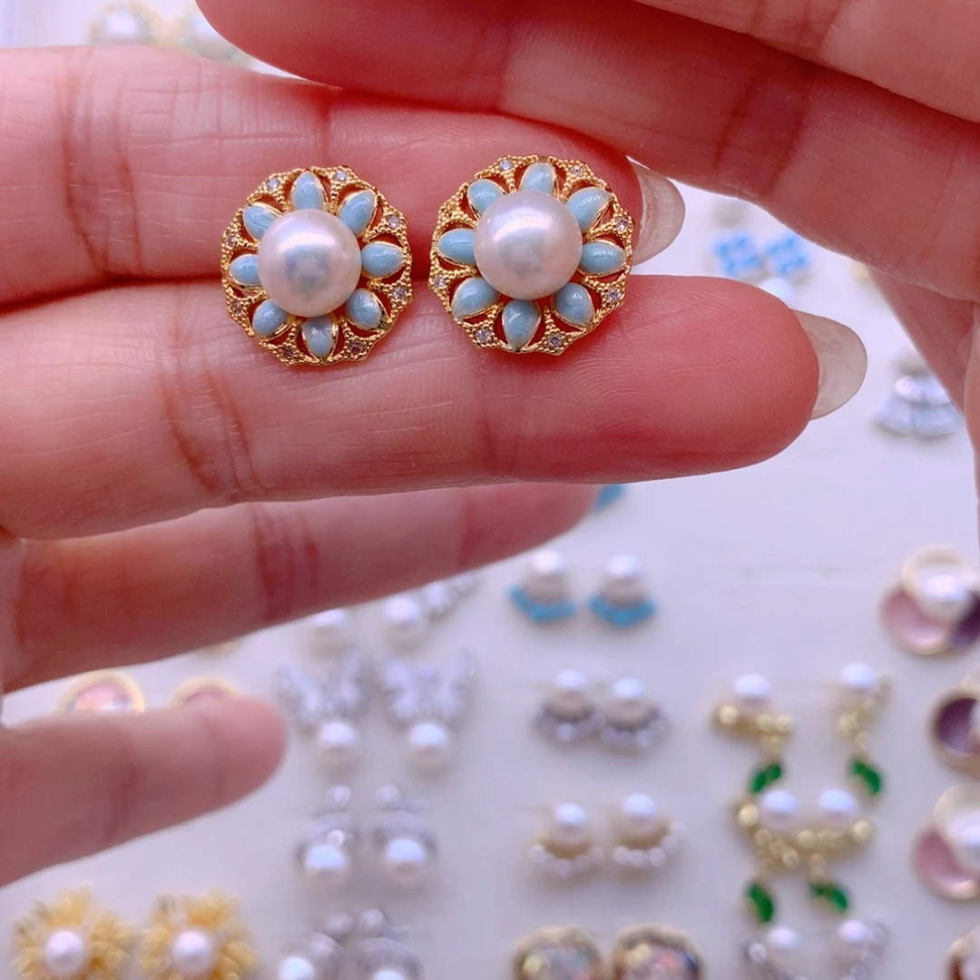 合金淡水珍珠耳饰